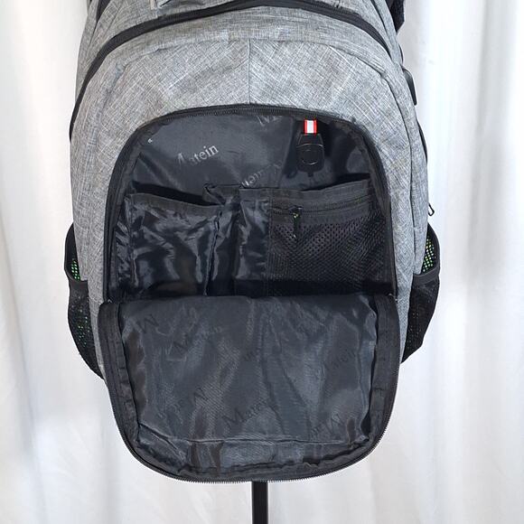 MATEIN Grey Laptop Backpack 15.6” USB Charging Port Water-Resistant Travel - Picture 7 of 16